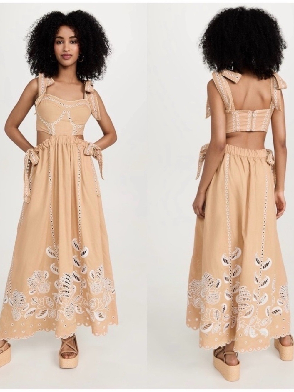 Farm Rio Eyelet Pattern Midi-Dress small